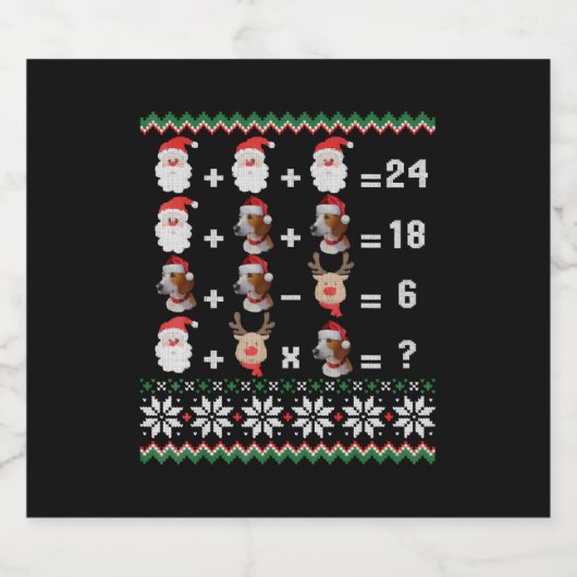 Wiskunde kerstleraar sparkling wijnetiket (Enkel label)