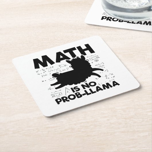 Wiskunde Lama | wiskunde leraar school Gift Idee Kartonnen Onderzetters (Schuin)