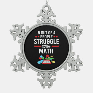 Wiskunde leraar 5 van de 4 personen tin sneeuwvlok ornament