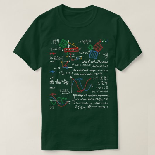 Wiskunde Leraar Formulas Cheat Sheet Cool Geek Ner T-shirt (Design voorkant)