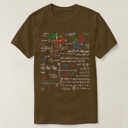 Wiskunde Leraar Formulas Cheat Sheet Cool Geek Ner T-shirt (Design voorkant)