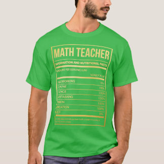 Wiskunde Leraar Funny Mathematics Nutrics Label in T-shirt