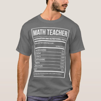 Wiskunde Leraar Funny Mathematics Nutrics Label T-shirt