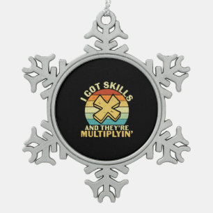 Wiskunde leraar ik heb vaardigheden tin sneeuwvlok ornament