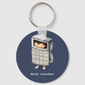 Wiskunde leraar marineblauw calculator sleutelhanger (Voorkant)