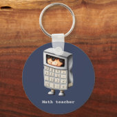 Wiskunde leraar marineblauw calculator sleutelhanger (Voorkant)