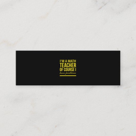 Wiskunde leraar met problemen geel mini visitekaartje (Voorkant)