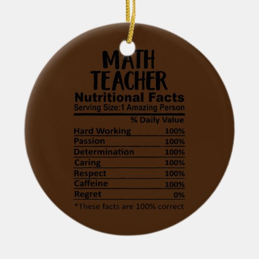 Wiskunde Leraar Nutrition Feit Funny Keramisch Ornament (Voorkant)