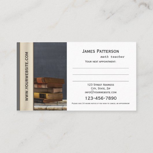 Wiskunde Leraar of Visitekaartje voor aanstelling  Afsprakenkaartje (Achterkant)