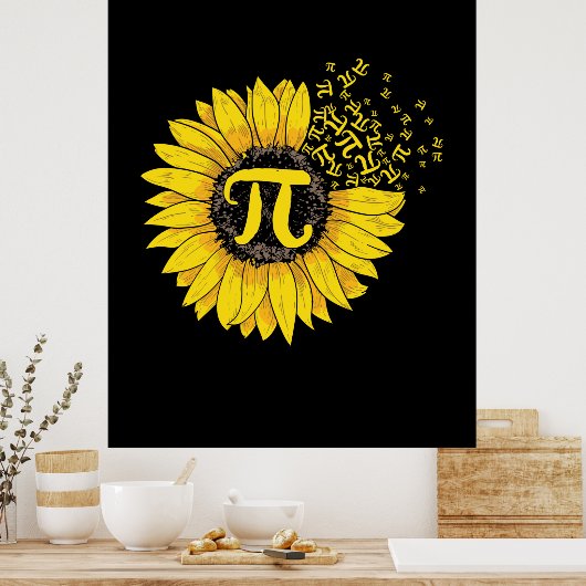Wiskunde leraar pi nummer zonnebloem poster (Keuken)
