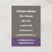 Wiskunde leraar Terug naar school Contactgegevens Visitekaartje (Achterkant)