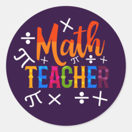 Wiskunde leraar terug naar school ronde sticker