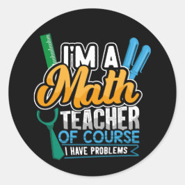 Wiskunde leraar terug naar school ronde sticker