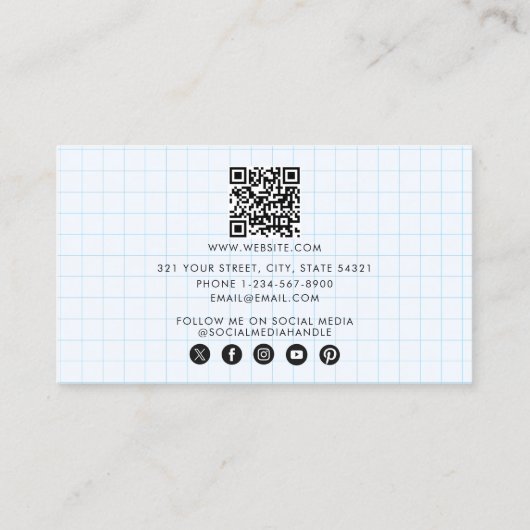 Wiskunde Leraar Tutor Grafiek Leraar QR Code Visitekaartje (Achterkant)