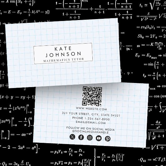 Wiskunde Leraar Tutor Grafiek Leraar QR Code Visitekaartje