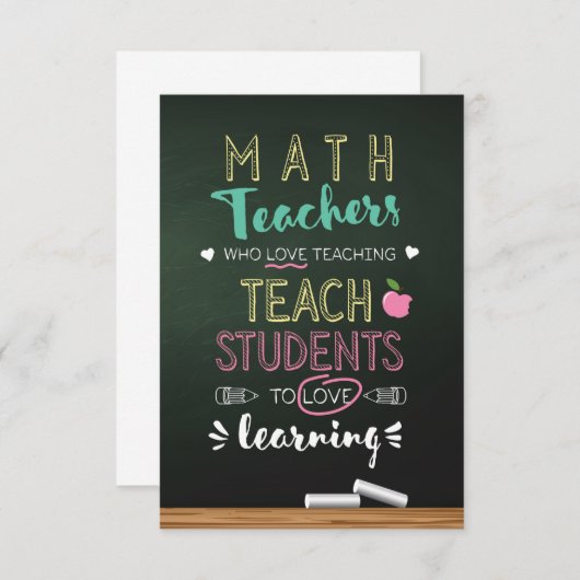 Wiskunde Leraren die van onderwijs houden Bedankkaart (Voorkant / Achterkant)