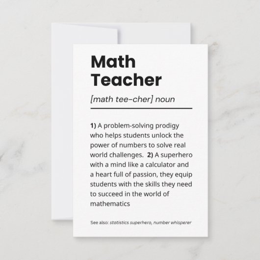 Wiskunde lerarendefinitie, Wiskunde lerarenwaarder Bedankkaart (Voorkant)