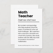 Wiskunde lerarendefinitie, Wiskunde lerarenwaarder Bedankkaart (Voorkant / Achterkant)