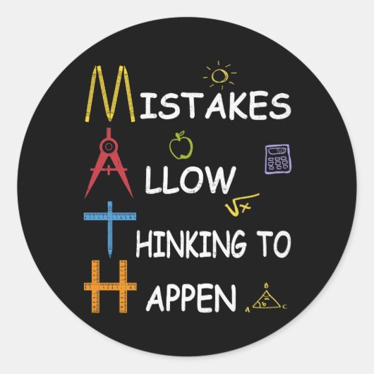 Wiskunde lerarenfouten maken denkwerk mogelijk ronde sticker (Voorkant)