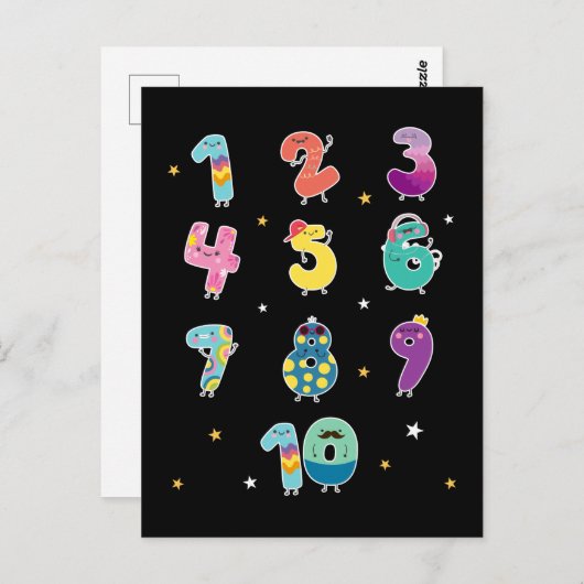 Wiskunde leren Cute Numbers Prek Mathematica Briefkaart (Voorkant / Achterkant)