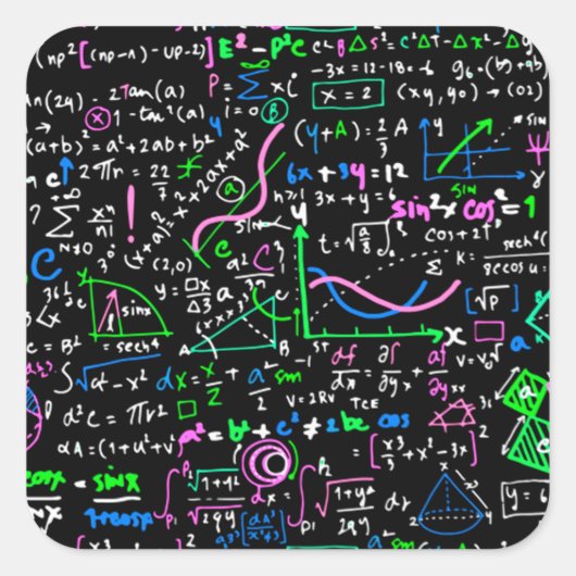 Wiskunde lineaire wiskundeonderwijscyclus vierkante sticker (Voorkant)