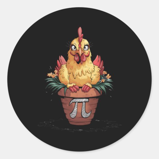 Wiskunde Lover Geek 3.14 Funny Chicken Pot Pi Day Ronde Sticker (Voorkant)