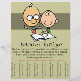 Wiskunde met testpoppen voor het aflezen van promo flyer