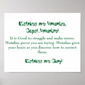 Wiskunde Mindsets Poster-fouten zijn goed Poster (Voorkant)