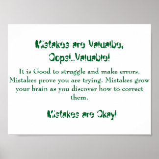 Wiskunde Mindsets Poster-fouten zijn goed Poster