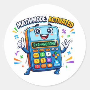 Wiskunde Modus Geactiveerde Rekenmachine Schattig  Ronde Sticker