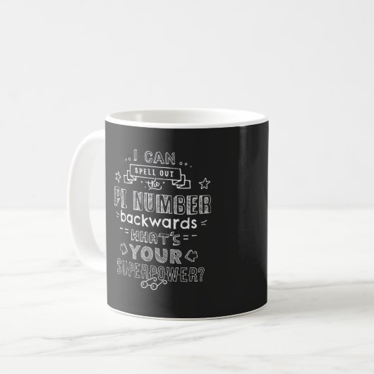 Wiskunde Nerd Superpower PI Nummer Grappig Koffiemok (Voorkant links)