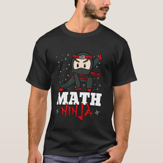 Wiskunde Ninja wiskundige nummers leraar Nerd Stud T-shirt (Voorkant)
