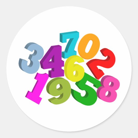 wiskunde nummers in kleur ronde sticker (Voorkant)