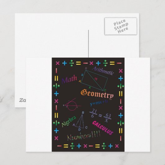 Wiskunde ontwerp zwart briefkaart (Voorkant / Achterkant)