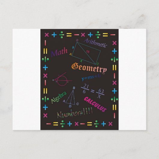 Wiskunde ontwerp zwart briefkaart (Voorkant)
