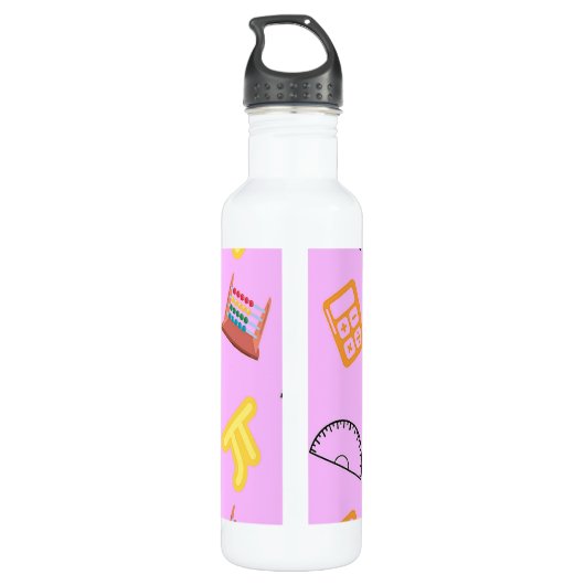 Wiskunde patroon op roze waterfles  (Achterkant)