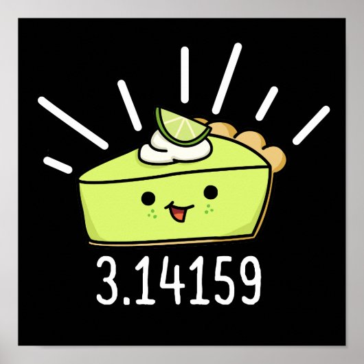 Wiskunde Pi Nummer Funny Pie Dark BG Poster (Voorkant)
