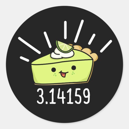 Wiskunde Pi Nummer Funny Pie Dark BG Ronde Sticker (Voorkant)