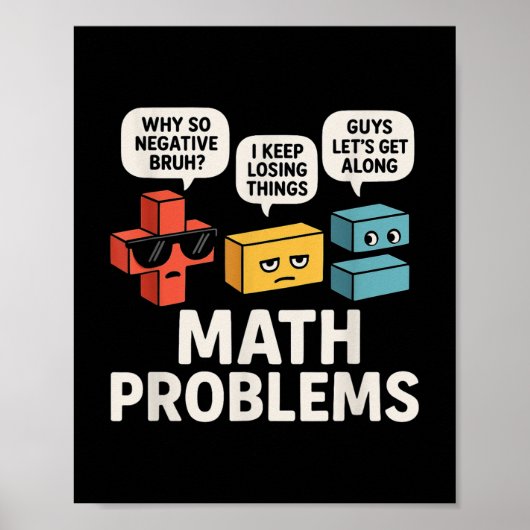 Wiskunde problemen symboliseert grappige leerkrach poster (Voorkant)