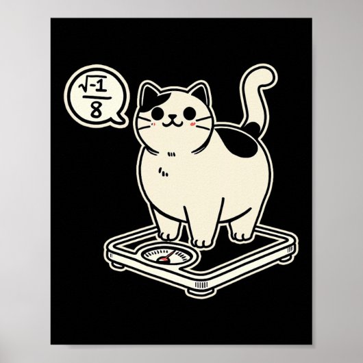 Wiskunde Pun Cat I Overate Ik Over 8 Grappige Wisk Poster (Voorkant)