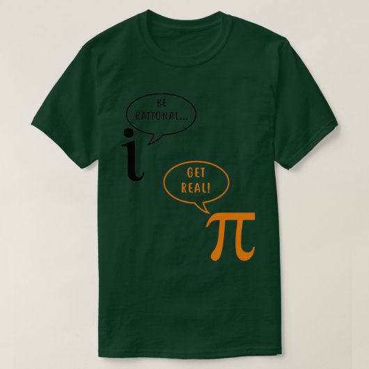 Wiskunde pun iota is rationeel pi echt t-shirt (Design voorkant)