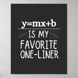Wiskunde Pun One-Liner. Lijnvergelijking. Ik hou v Poster