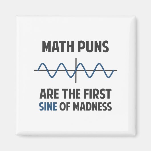 Wiskunde Puns First Sine of Madness Magneet (Voorkant)