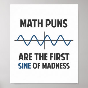 Wiskunde Puns First Sine of Madness Poster