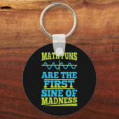 Wiskunde Puns Sine van waanzin! Wiskunde leraar Jo Sleutelhanger (Voorkant)