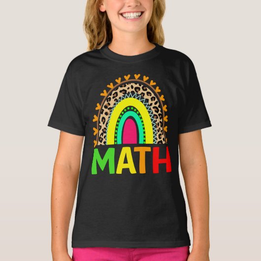 Wiskunde Rainbow Leopard Terug naar school T-shirt (Voorkant)