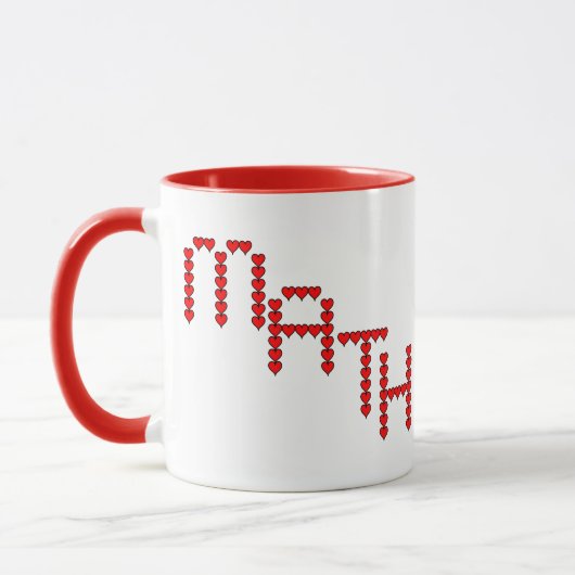 Wiskunde Red Hearts Tekst Mok (Links)