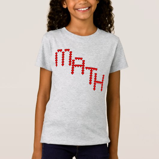 Wiskunde Red Hearts Tekst T-shirt (Voorkant)