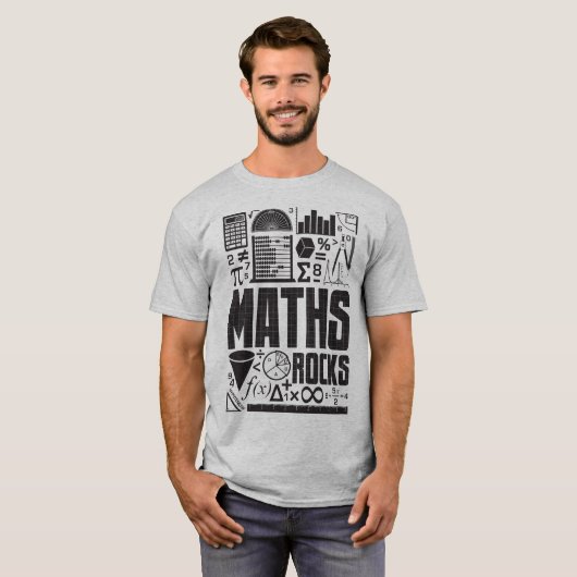 Wiskunde Rocks Mathematics Geek Nerd Slogan T-Shir T-shirt (Voorkant volledig)