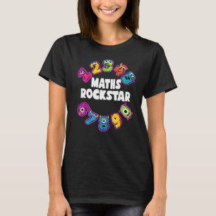 Wiskunde Rockstar Kinder Cool Monster Numbers Wisk T-shirt